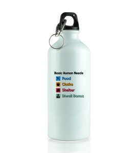 Diwali Bonus Essentials sipper bottle - Food, Clothes, Shelter, and Bonus