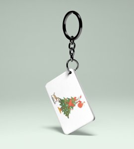 Santa And Dog : Humorously Designed Key Chain byPerfect Gift For Secret Santa