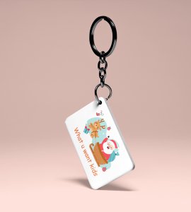 Santas Classic Laugh Design Key Chain ,Christmas Edition Printed Key Chain |Best Gift For Friends Family Boys Girls