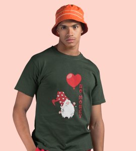 No Money: Cute Santa No Money Christmas T-shirt (Green) - BPA-Free, Leak-Proof Printed - Ideal for Festive Outdoor Adventures Gift