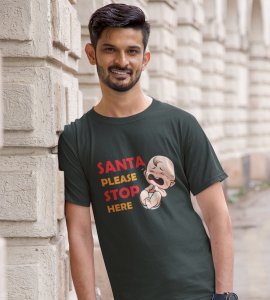 Baby Tears Over Santa(Green) Elegantly Printed T-shirt, Best Gift For Boys Girls
