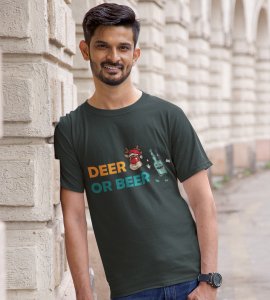 Deer Or Beer: Beautifully Crafted T-shirts(Green) Best Gift for Boys Girls
