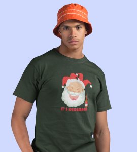 Drunkard Santa : Amazingly Printed T-shirt (Green) Best Gift For Christmas Celebration