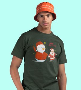 Selfie Santa: Cute Printed T-shirt (Green) Elegant Gift For Kids