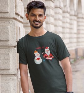 Romantic Santa : Funny Printed T-shirt (Green) Perfect Gift For Secret Santa