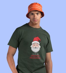 Graphic Lover Santa: Good Vibes Printed T-shirt (Green) Unique Gift For New Year Boys Girls