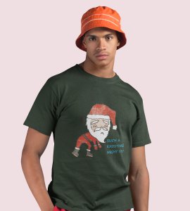 Tired Santa: Best Printed T-shirt (Green) Best Gift For Kids Boys Girls