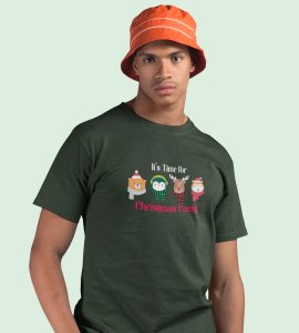 Christmas Party: Motivational Printed T-shirt (Green) Unique Gift For Secret Santa