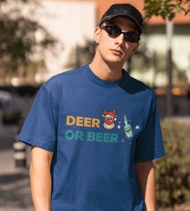 Deer Or Beer: Beautifully Crafted T-shirts(Blue) Best Gift for Boys Girls