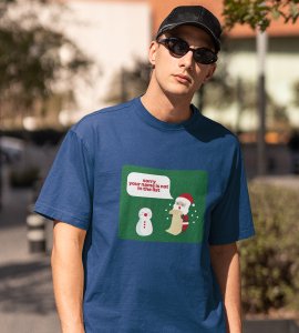 Prankster Santa: Funny Printed T-shirt (Blue) Perfect Gift For Secret Santa