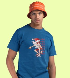 Savage Santa: Cool Printed T-shirt (Blue) Perfect Gift For Secret Santa