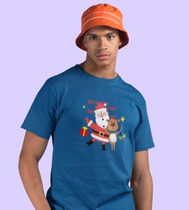Happy Santa: Best Printed T-shirt (Blue) Best Gift For Kids