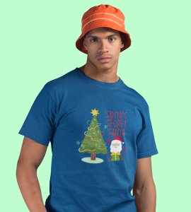 Eco-Friendly Santa: Beautifully Printed T-shirt (Blue) Exclusive Gift For Boys Girls