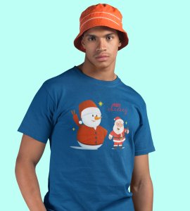 Selfie Santa: Cute Printed T-shirt (Blue) Elegant Gift For Kids