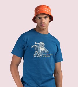 Gen-z Santa At Service : Printed T-shirt (Blue) Best Gift For Boys Girls