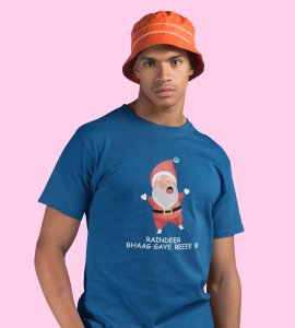 Reindeer Ranaway: Most Liked Printed T-shirt (Blue) Best Gift For Boys Girls