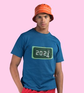 Year Changing Clock : New Year Printed T-shirt (Blue) Best Gift For Secret Santa