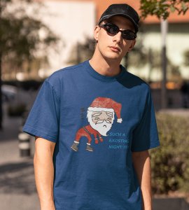 Tired Santa: Best Printed T-shirt (Blue) Best Gift For Kids Boys Girls