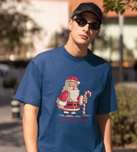 Old Grumpy Santa : Funny Printed T-shirt (Blue) Best Gift For Secret Santa