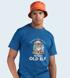 Elderly Elf: Unique Printed T-shirt (Blue) Perfect Gift For Boys Girls