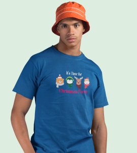 Christmas Party: Motivational Printed T-shirt (Blue) Unique Gift For Secret Santa