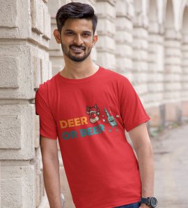 Deer Or Beer: Beautifully Crafted T-shirts(Red) Best Gift for Boys Girls