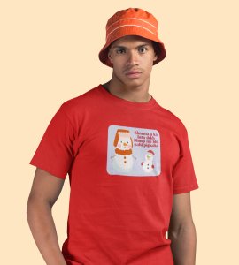 Snowman Sharmaji : Beautifully Crafted T-shirt (Red) Perfect Gift For Secret Santa