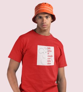 Angry Tall Snowman: Cute Snowman Printed T-shirt (Red) Unique Gift For Secret Santa