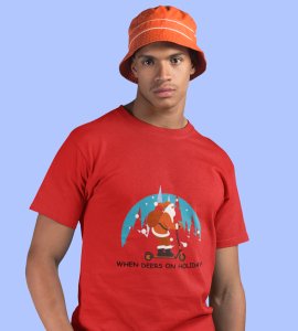 Biker Santa: Unique Printed T-shirt (Red) Perfect Gift For Christmas Boys Girls