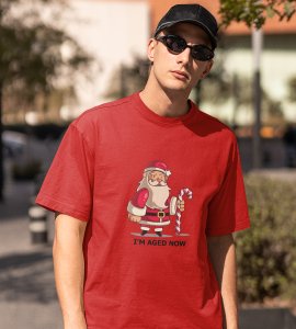 Old Grumpy Santa : Funny Printed T-shirt (Red) Best Gift For Secret Santa