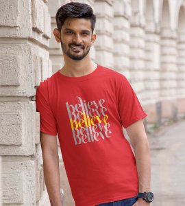 Believe In Yourself: Cute Printed T-shirt (Red) Perfect Gifts For Boys girls