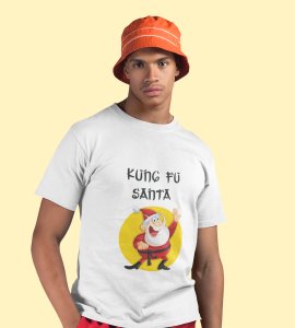 Kung Fu Santa: Perfect T-shirt For Secret Santa(White) Best Gift For Boys Girls