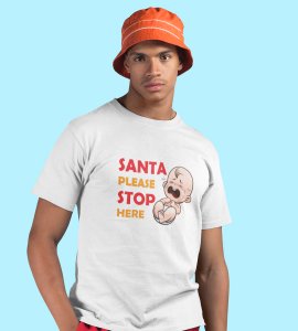 Baby Tears Over Santa(White) Elegantly Printed T-shirt, Best Gift For Boys Girls