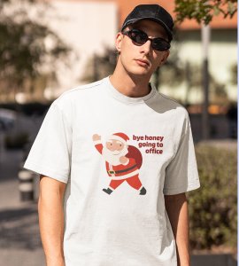 Employed Santa: Best Printed T-shirt (White) Best Gift For Secret Santa