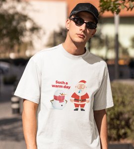 Sneezy Santa: Funny & Cute Printed T-shirt (White) Perfect Gift For Secret Santa