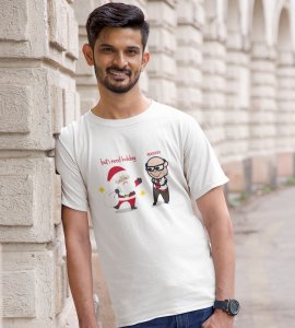 Corporate Santa: Funny Printed T-shirt (White) Best Gift For Secret Santa