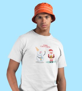 Sober Santa: Funniest Printed T-shirt (White) Best Gift For Boys Girls