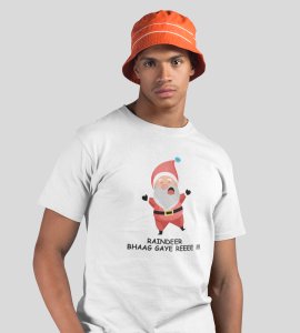 Reindeer Ranaway: Most Liked Printed T-shirt (White) Best Gift For Boys Girls