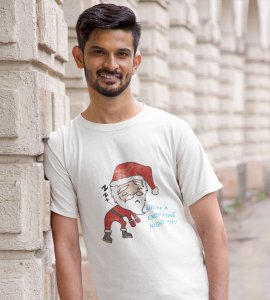 Tired Santa: Best Printed T-shirt (White) Best Gift For Kids Boys Girls