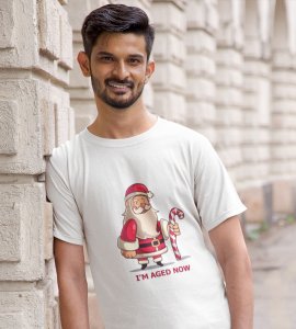 Old Grumpy Santa : Funny Printed T-shirt (White) Best Gift For Secret Santa