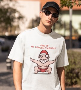Sumo Santa : Best Printed T-shirt (White) Best Gift For Kids Boys Girls