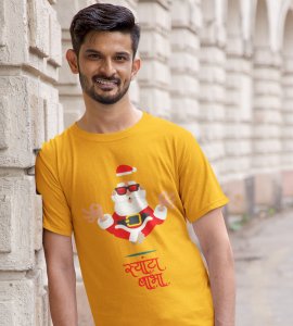 Om Santa Baba: Beautifully Printed T-shirt (Yellow) Best Fift For Secret Santa