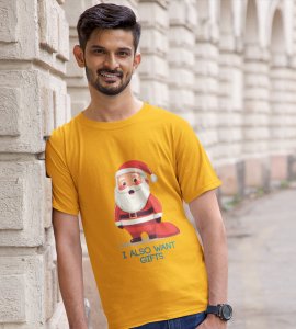 Even Santa Wants Gift: Cute Printed T-shirt (Yellow) Perfect Gift For Boys Girls