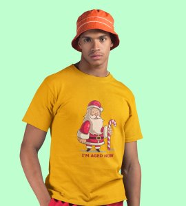 Old Grumpy Santa : Funny Printed T-shirt (Yellow) Best Gift For Secret Santa