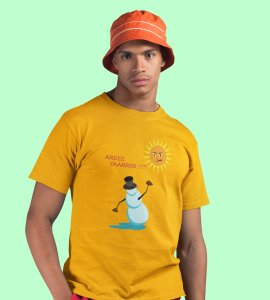 Angry Snowman : Unique Printed T-shirt (Yellow) Best Gift For Boys Girls