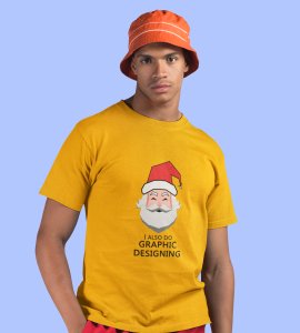 Graphic Lover Santa: Good Vibes Printed T-shirt (Yellow) Unique Gift For New Year Boys Girls