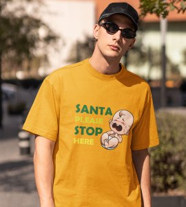 Baby Tears Over Santa(Yellow) Elegantly Printed T-shirt, Best Gift For Boys Girls