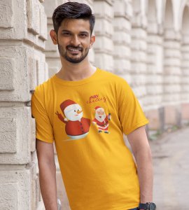 Selfie Santa: Cute Printed T-shirt (Yellow) Elegant Gift For Kids