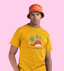 Where's Santa? : Best Printed T-shirt For Christmas (Yellow)Most Liked Gift For Boys Girls
