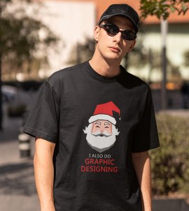 Graphic Lover Santa: Good Vibes Printed T-shirt (Black) Unique Gift For New Year Boys Girls
